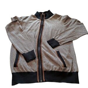 Daniel Bishop Collection Navy Trim-Zipup Cardigan sweater-100% Cotton-Size Large